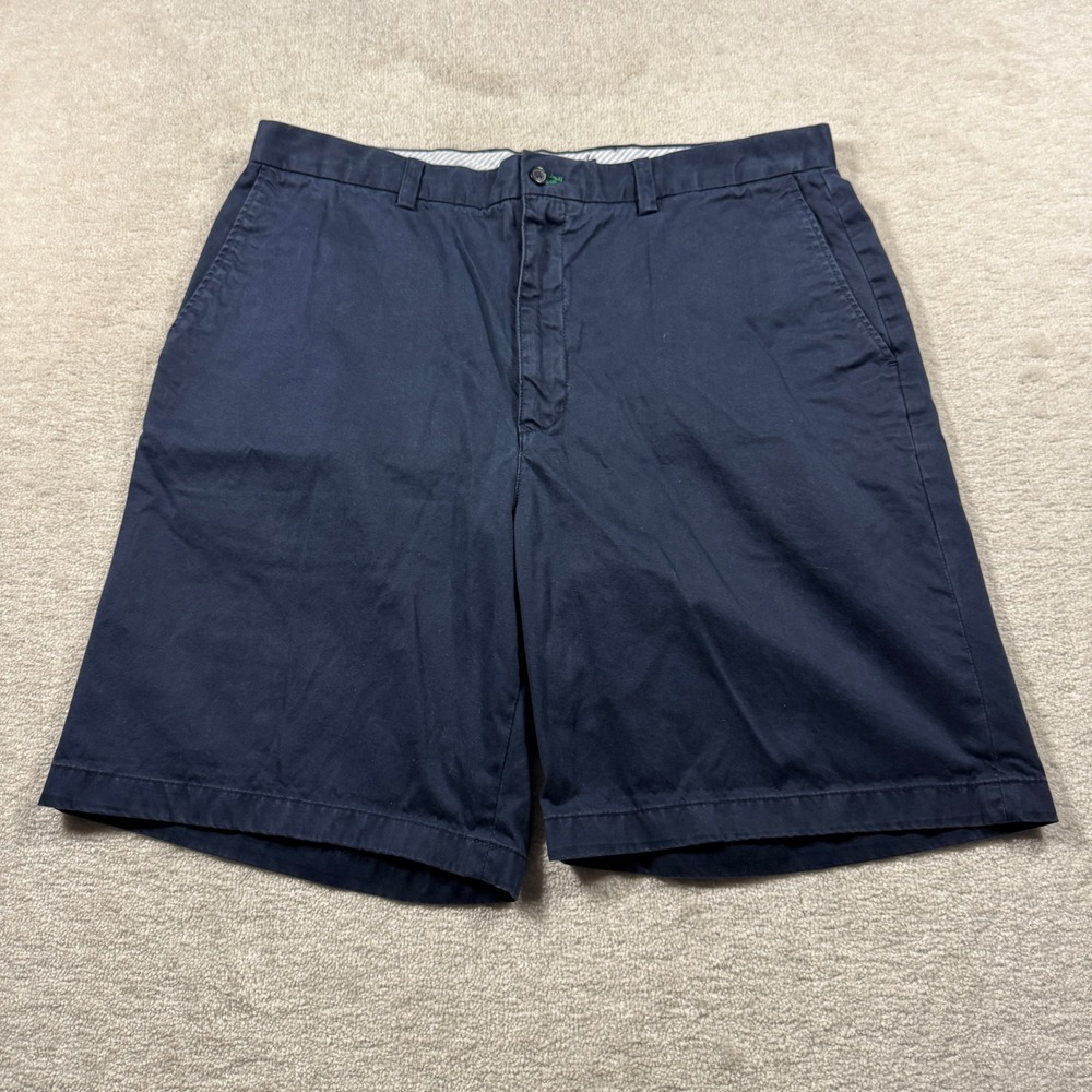 Tommy Hilfiger Shorts Mens 36 Navy Blue Chino Flat Front Cotton Preppy 9 Inseam